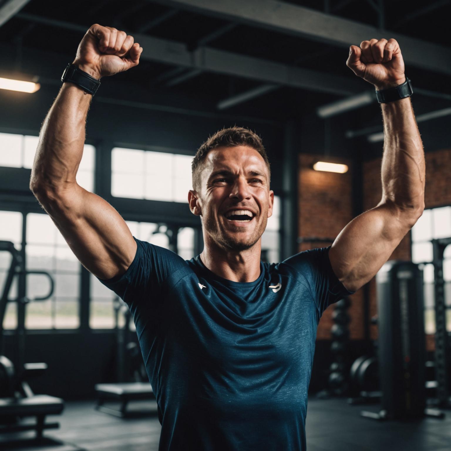 Motivated gym-goer checking progress