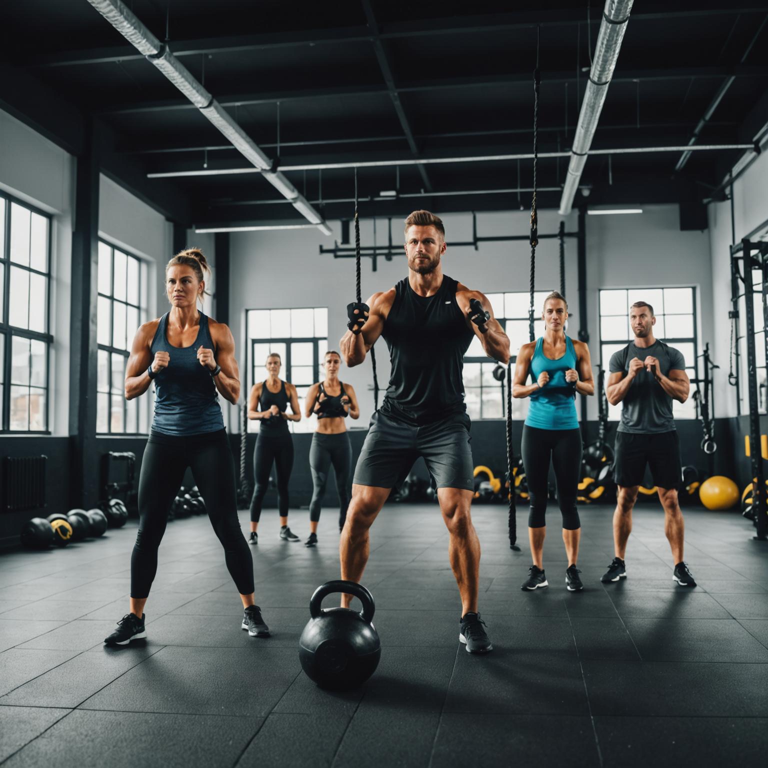 Members enjoying a group workout class